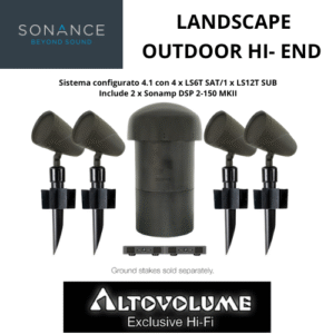 SONANCE LANDSCAPE Series | Sistema 4.1 con 04 Satelliti LS6T SAT + 01 Subwoofer LS12T SUB + 02 Amplificatori Sonamp DSP 2-150 MKII - (8 Ohm)