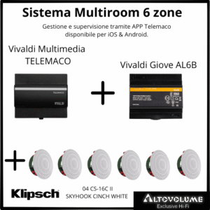 KIT MULTIROOM con Sistem Vivaldi Telemaco 6 zone + 06 Diffusori Klipsch
