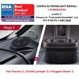 KIT ALPINE "Crescendo Ensemble" | COPPIA ALTOPARLANTI RADIALI DA CRUSCOTTO PER DUCATO DA 12 cm + SUBWOOFER