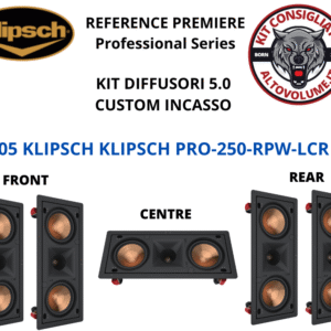KIT 5.0 KLIPSCH PRO-250-RPW-LCR | SET n.05 Diffusori Incasso | 02 Front + 02 Surr + 01 Centre ( All the Same )