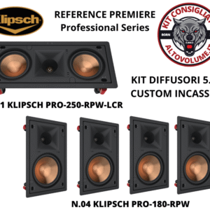 KIT 5.0 KLIPSCH REFERENCE PREMIER CUSTOM - SET n.05 Diffusori Incasso | 02 Front + 02 Surr + 01 Centre