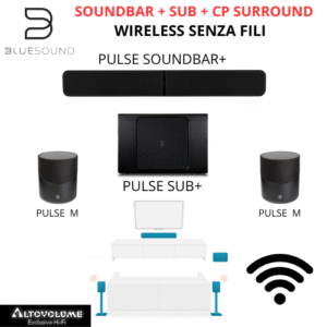 Kit Home Cinema Bluesound 4.1 WIRELESS - Pulse Soundbar + con Pulse Sub + con Cp Surround Pulse M
