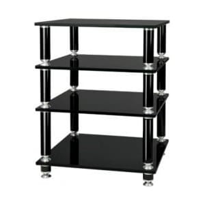 Norstone Stabbl Hi-Fi – Mobile Rack Audio 4 Ripiani Antivibrazione | Bambù o Vetro Nero