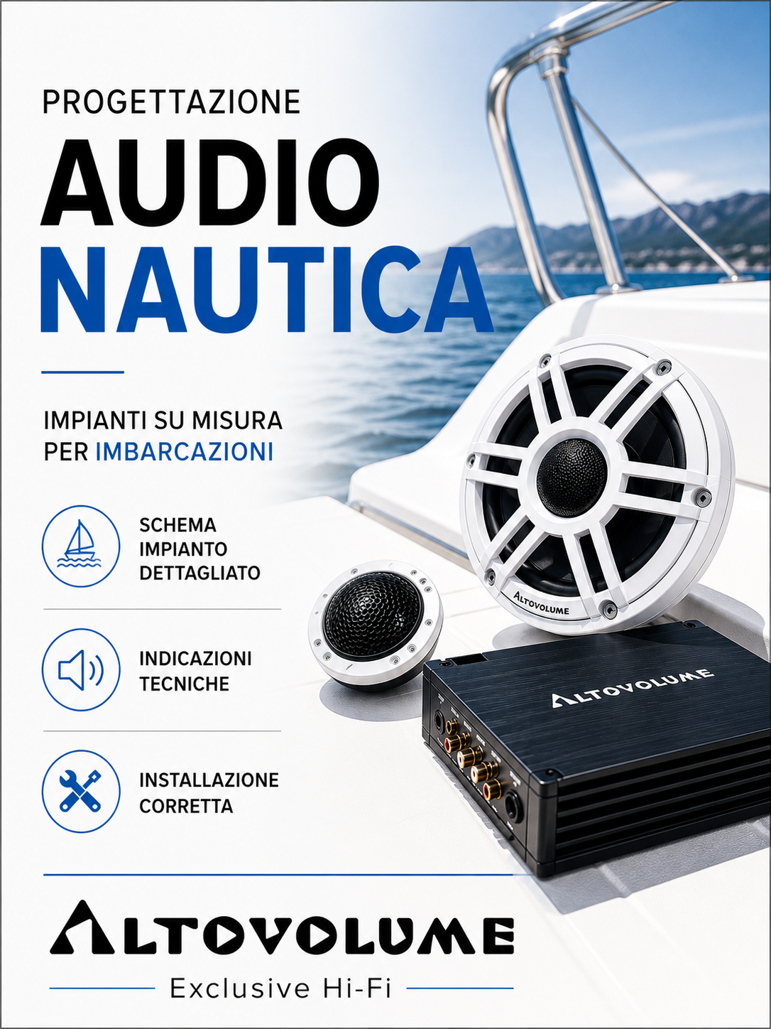 Progettazione Audio Nautica Progettazione impianto audio nautico per barche e yacht con prestazioni affidabili in ambiente marino