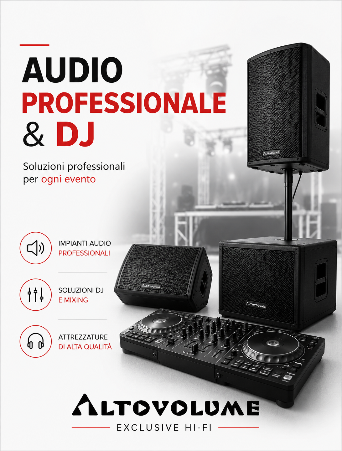 Progettazione Audio Professionale e DJ Progettazione impianto audio professionale e DJ per eventi con configurazione affidabile e performante