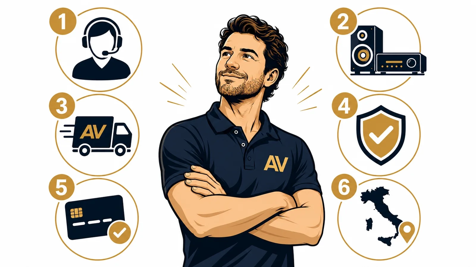 I 6 motivi per acquistare da Altovolume: consulenza, spedizione, garanzia, pagamenti sicuri, assistenza in tutta Italia