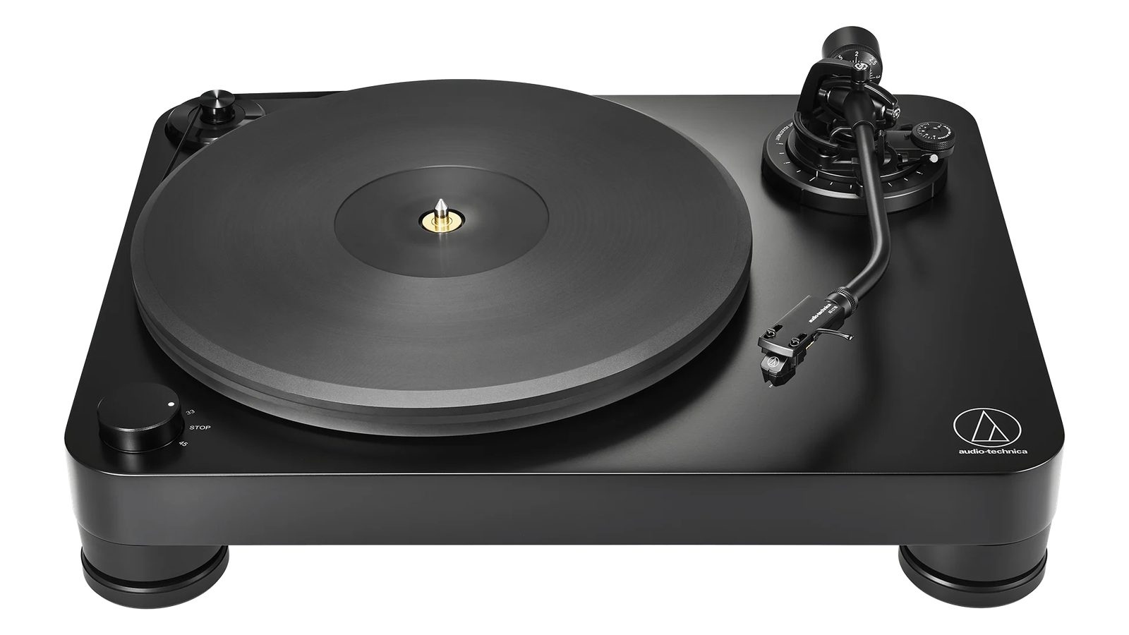 Giradischi Audio-Technica AT-LP7X nero con trazione a cinghia, vista frontale