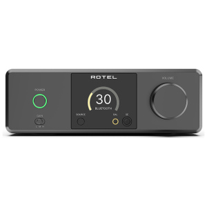 Rotel DX3 amplificatore per cuffie con DAC, vista frontale finitura nera