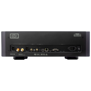 Rotel Michi Q5, pannello posteriore con uscite XLR e RCA e ingressi digitali