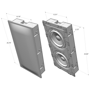 SVS 3000 In-Wall, disegno con le dimensioni della cassa da incasso