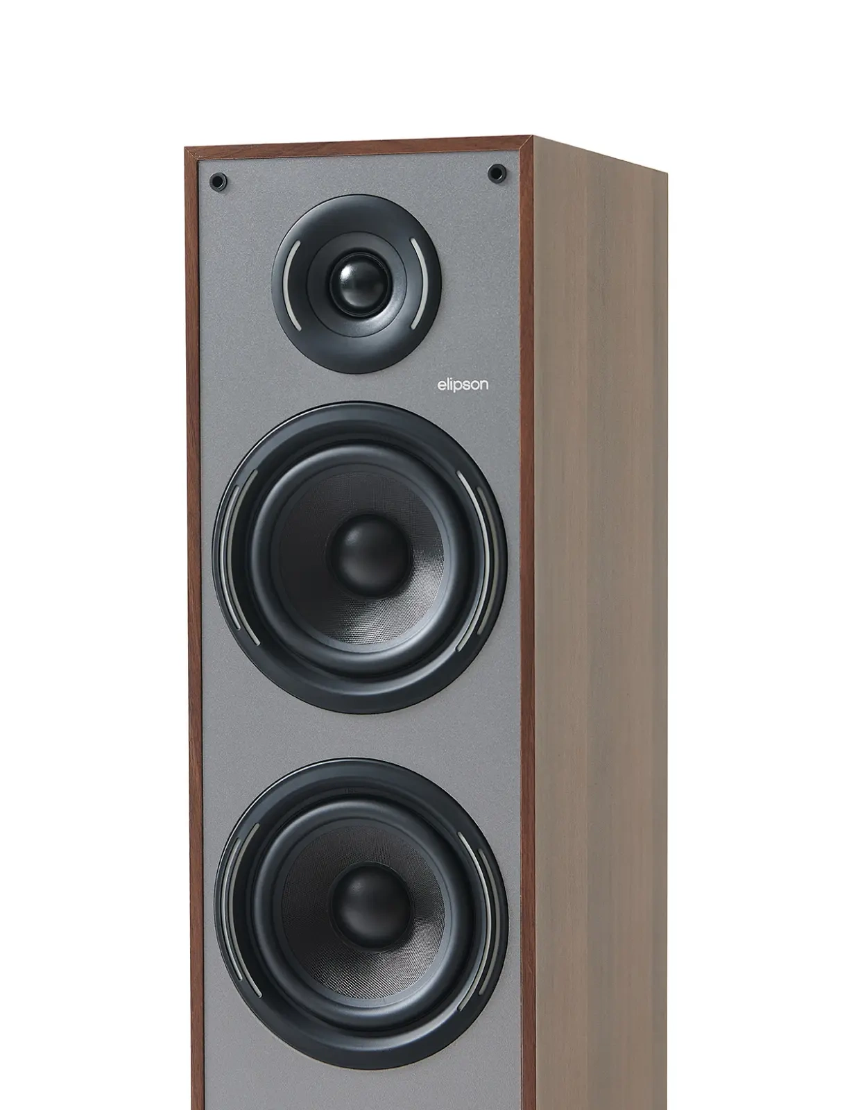 Elipson Horus 11F, Walnut/Grey, dettaglio frontale Elipson Horus 11F, Walnut/Grey, dettaglio frontale
