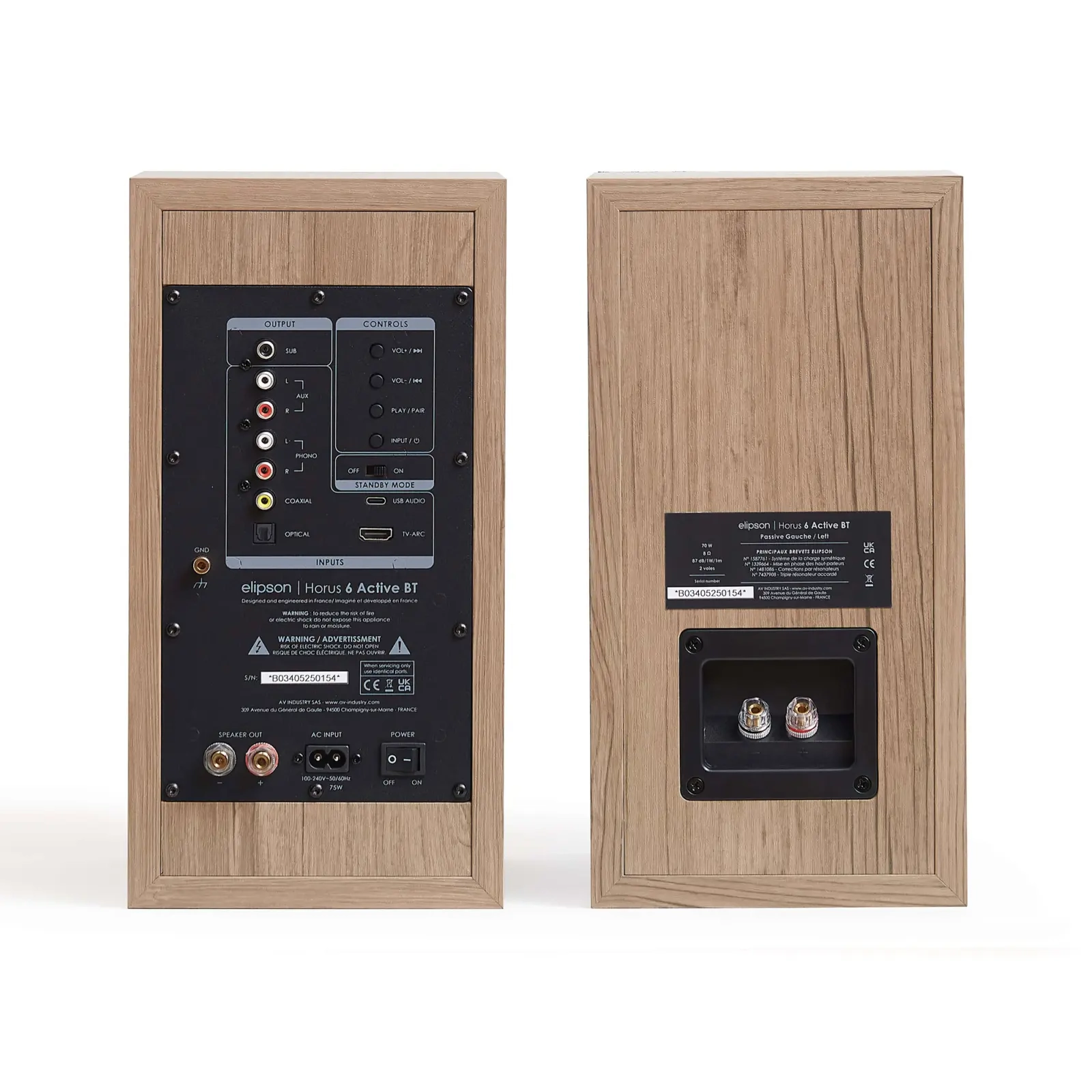 Elipson Horus 6B Active BT, Light Wood/Beige, vista posteriore Elipson Horus 6B Active BT, Light Wood/Beige, vista posteriore