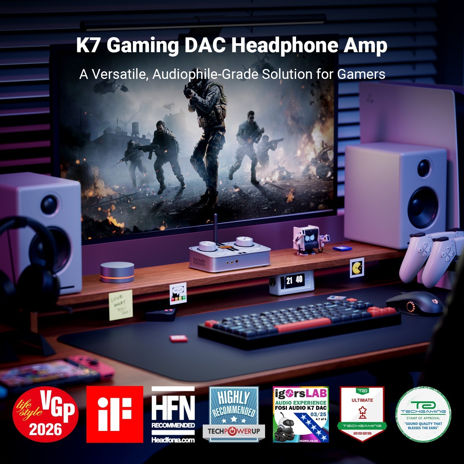 Fosi Audio K7 | DAC e Amplificatore per Cuffie da Tavolo – immagine 2 Fosi Audio K7 | DAC e Amplificatore per Cuffie da Tavolo - immagine 2