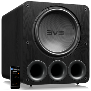 SVS PB-5000 R|Evolution subwoofer bass reflex, finitura Black Ash, vista frontale senza griglia
