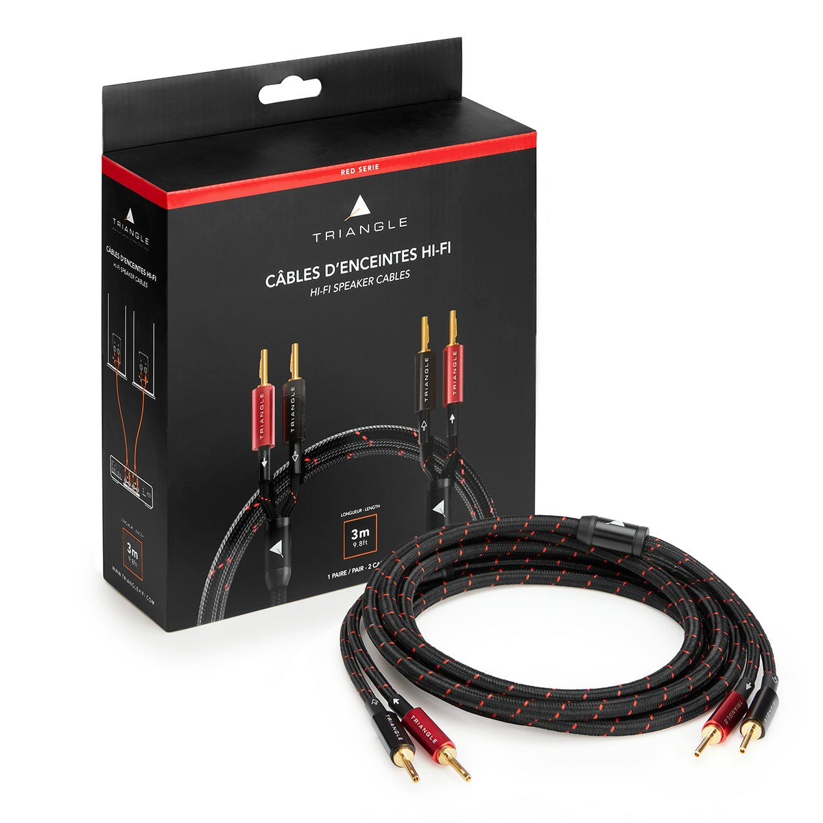 Triangle Red Cable Speaker – Coppia Cavi per Diffusori OFC 1,5 mm² con Banane BP450 Triangle Red Cable Speaker – Coppia Cavi per Diffusori OFC 1,5 mm² con Banane BP450