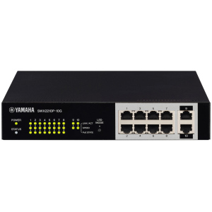 Yamaha SWX2210P-10G – Switch di Rete L2 10 Porte con 8 PoE+ per Dante e NDI