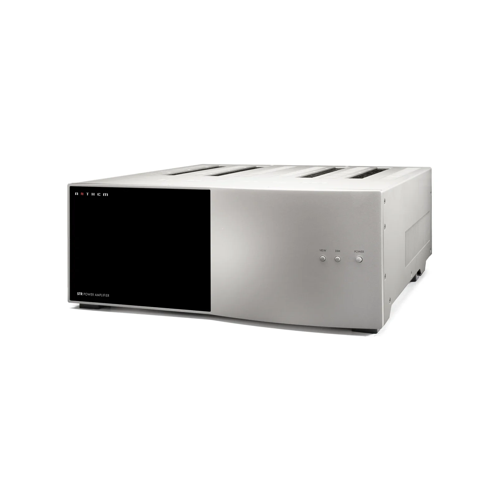 Anthem STR Power Amplifier – finitura argento, vista di tre quarti Anthem STR Power Amplifier – finitura argento, vista di tre quarti