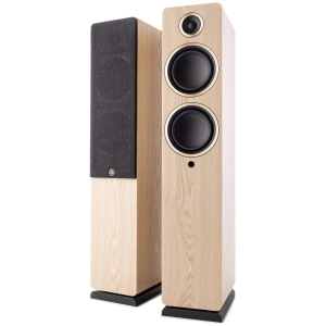 Argon Audio Fenris A55 diffusori attivi da pavimento – vista principale, finitura frassino