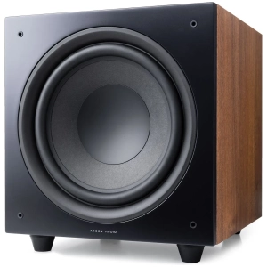 Argon Audio Malmö Sub10 subwoofer attivo – vista principale, finitura noce
