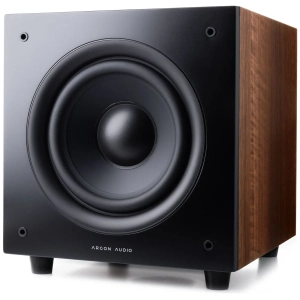 Argon Audio Malmö Sub6 subwoofer attivo – vista principale, finitura noce