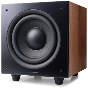 Argon Audio Malmö Sub8 subwoofer attivo – vista principale, finitura noce
