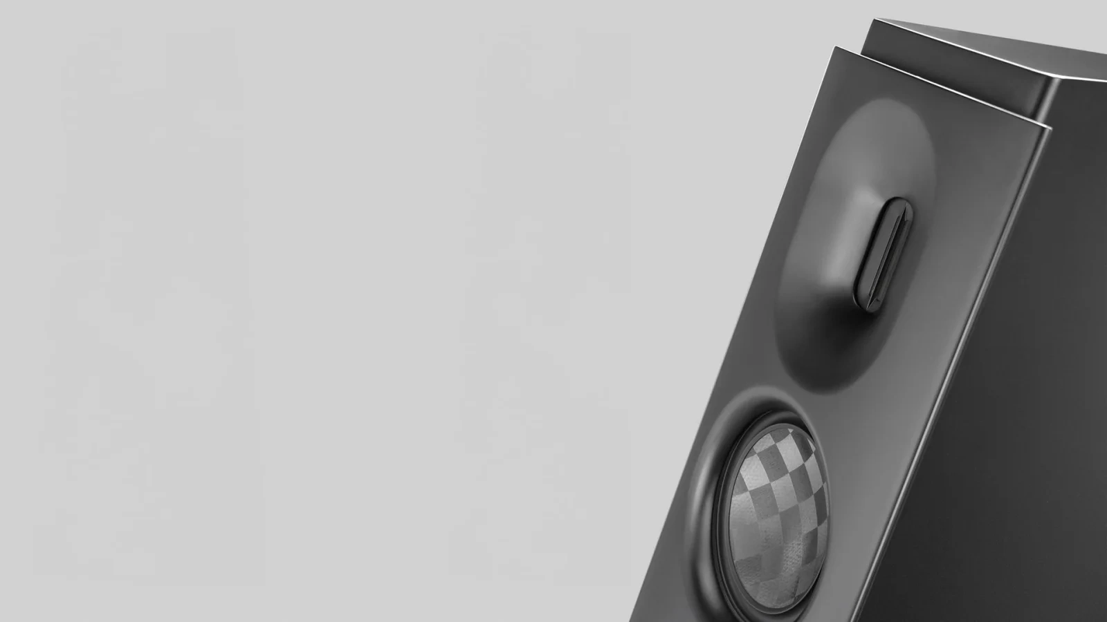 Axxess L3 diffusori da pavimento – dettaglio tweeter ribbon, vista angolata Axxess L3 diffusori da pavimento – dettaglio tweeter ribbon, vista angolata