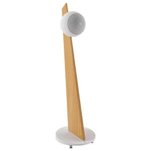 Cabasse Riga 2 On Stand – Diffusore Sferico Coassiale su Stand da Pavimento – bianco con alzata in rovere