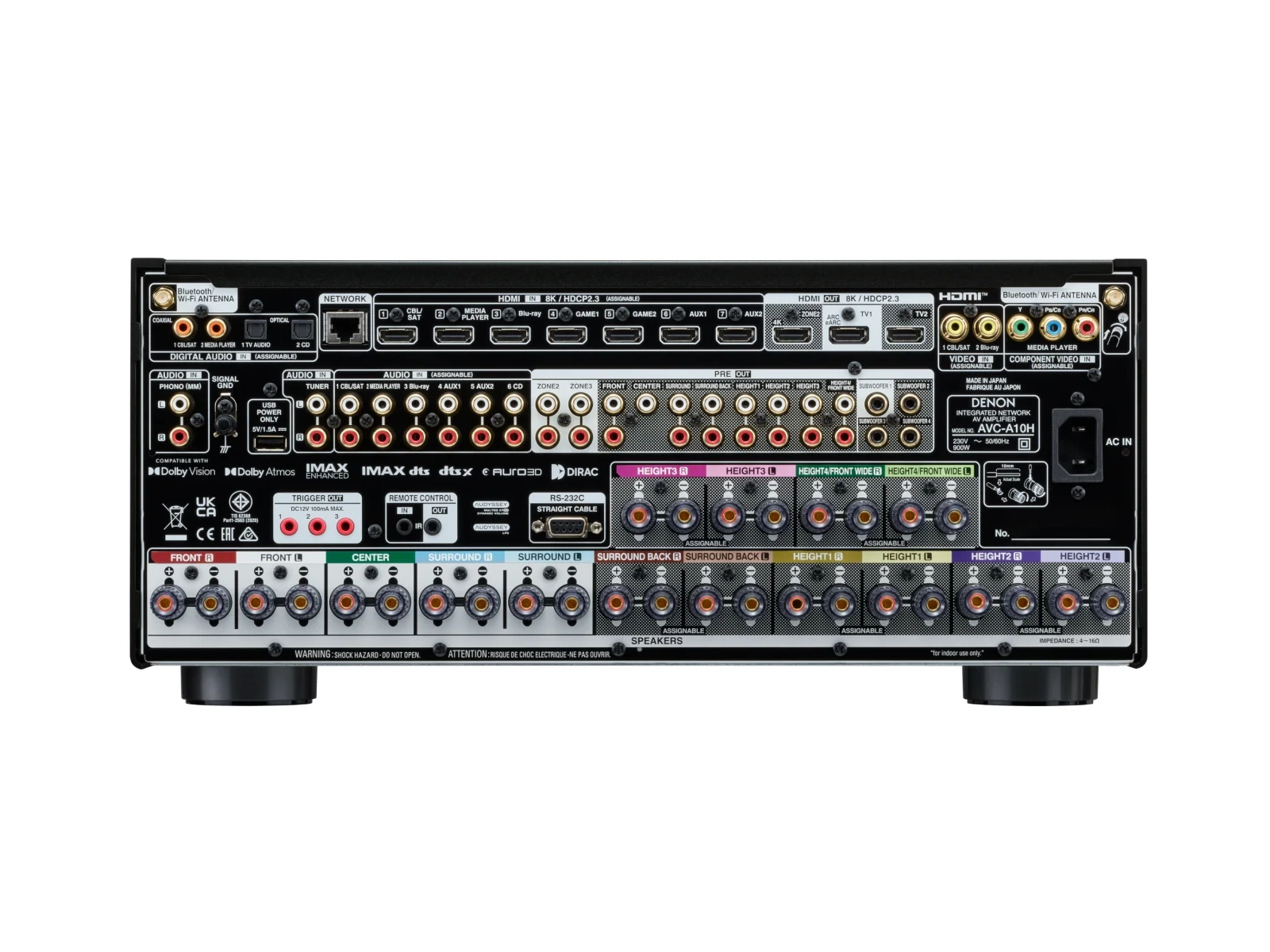 Denon AVC-A10H amplificatore AV 13.4 canali – vista comune alle due finiture (presumibilmente posteriore) Denon AVC-A10H amplificatore AV 13.4 canali – vista comune alle due finiture (presumibilmente posteriore)