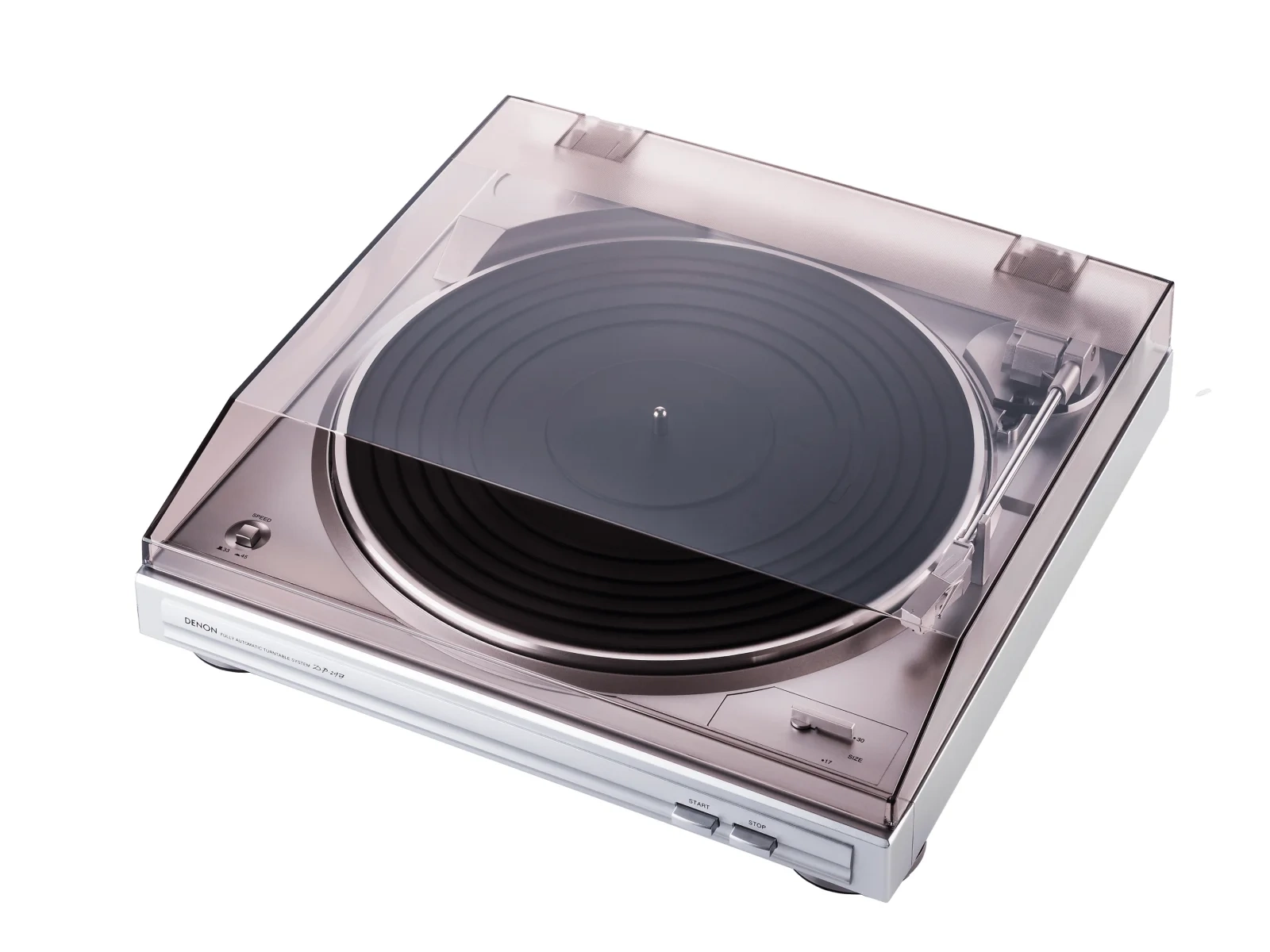 Denon DP-29F giradischi automatico β vista laterale con coperchio chiuso Denon DP-29F giradischi automatico β vista laterale con coperchio chiuso