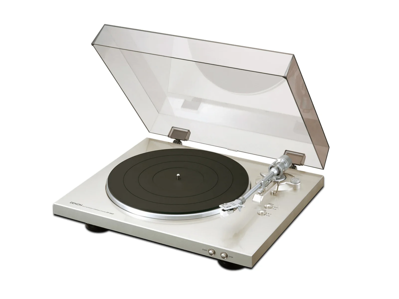 Denon DP-300F giradischi automatico β vista frontale angolata, argento Denon DP-300F giradischi automatico β vista frontale angolata, argento