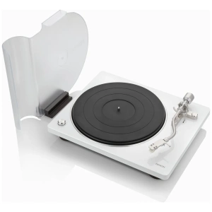 Denon DP-400 giradischi a cinghia β con coperchio aperto, bianco