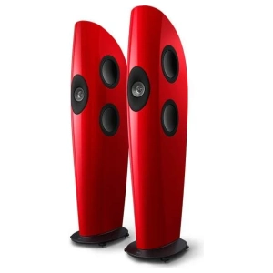 KEF Blade One Meta Rosso Racing e Grigio, diffusore da pavimento, di tre quarti