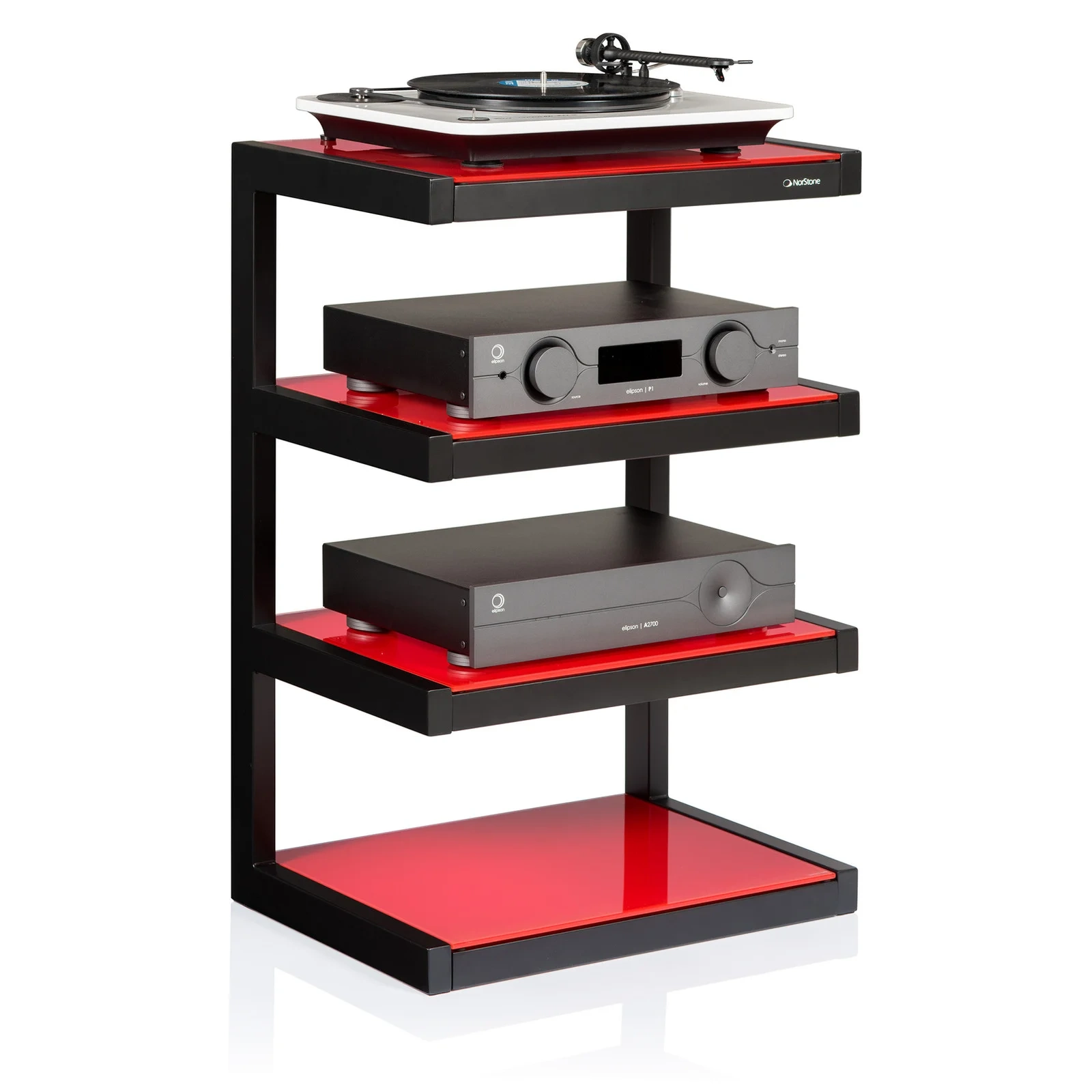 Norstone Esse HiFi – Nero / Vetro rosso con elettroniche Norstone Esse HiFi – Nero / Vetro rosso con elettroniche