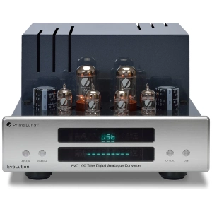 PrimaLuna EVO 100 DAC convertitore valvolare – frontale senza griglia, valvole in vista
