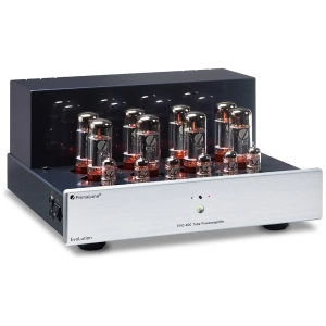 PrimaLuna EVO 400 Amplificatore finale valvolare – vista angolata, argento