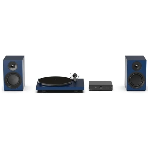 Pro-Ject Colourful Audio System E con giradischi Debut E, amplificatore Stereo Box E e diffusori Speaker Box 5 E Carbon