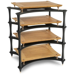 Quadraspire X Reference mobile hi-fi – Mensole in bamboo naturale e colonne nere