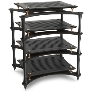 Quadraspire X Reference mobile hi-fi – Mensole in bamboo nero e colonne nere