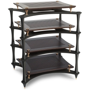 Quadraspire X Reference mobile hi-fi – Mensole in bamboo scuro e colonne nere