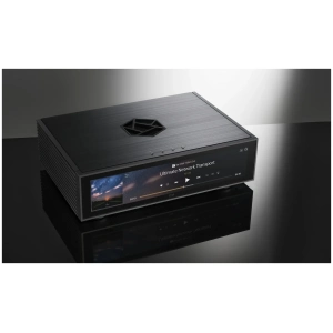 HiFi Rose RS130 network transport in finitura Black con display touch acceso
