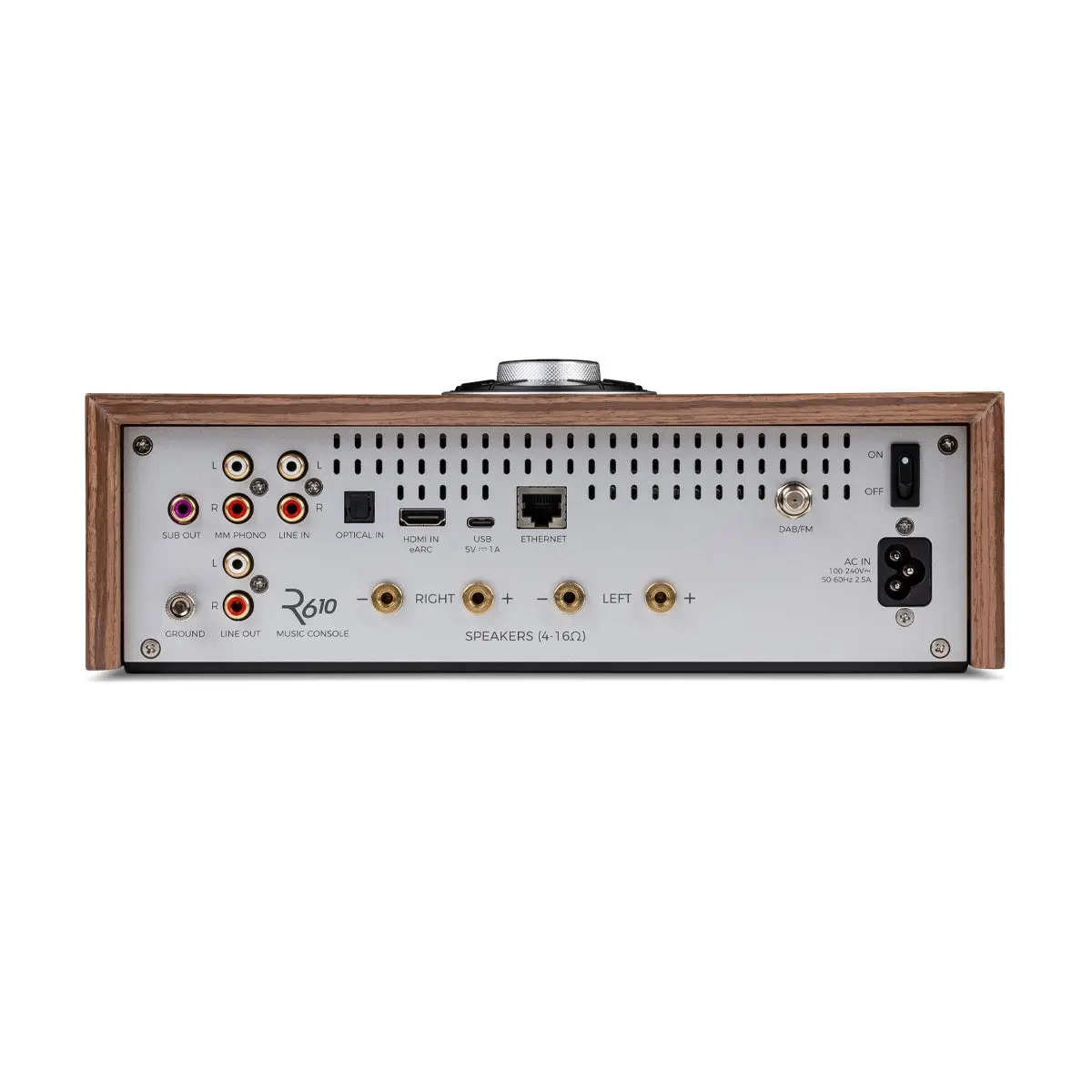 Ruark R610 amplificatore integrato streaming Charcoal, pannello posteriore Ruark R610 amplificatore integrato streaming Charcoal, pannello posteriore