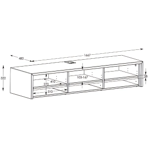 Schnepel S1 LB, mobile TV basso con ribalta – disegno con le misure