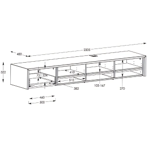 Schnepel S1 LB-1, mobile TV basso con ribalta – disegno con le misure