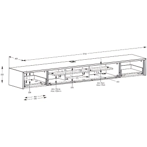 Schnepel S1 LB-2, mobile TV basso con ribalta – disegno con le misure