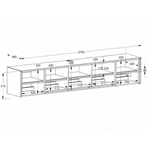 Schnepel S1 MK-2, mobile TV con 2 ante e ribalta – disegno con le misure