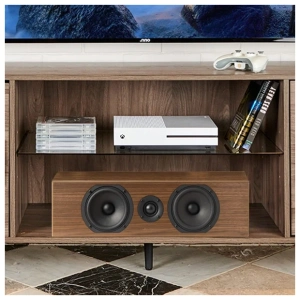 Totem Bison Center diffusore centrale – foto ambientata, finitura black walnut