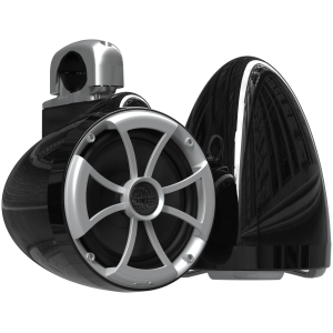 Wet Sounds ICON 8-B FC SA V2 – Coppia Torri 8 Pollici Nere con Morsetto Fisso in Alluminio