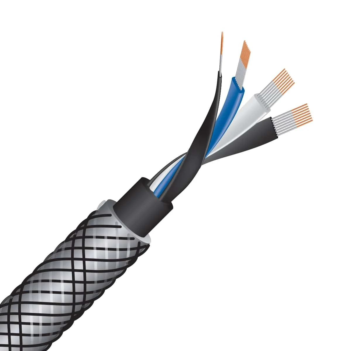 Wireworld Silver Eclipse 10 RCA cavo di interconnessione – spaccato con la struttura interna del cavo Wireworld Silver Eclipse 10 RCA cavo di interconnessione – spaccato con la struttura interna del cavo