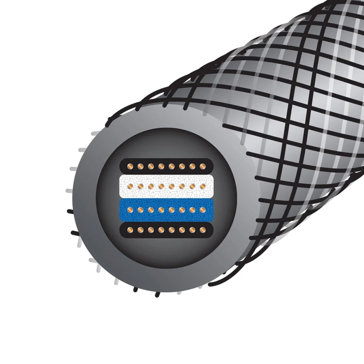 Wireworld Silver Eclipse 10 RCA cavo di interconnessione – sezione trasversale dei conduttori Wireworld Silver Eclipse 10 RCA cavo di interconnessione – sezione trasversale dei conduttori
