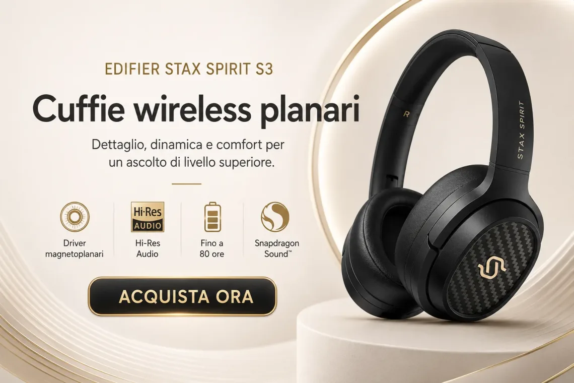 Cuffie wireless planari Edifier Stax Spirit S3 su Altovolume